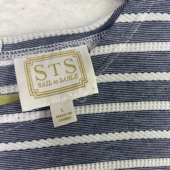 Sail to Sable STS blue & white striped dress rope detail. Size Large - Picture 3 of 7